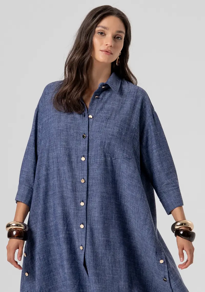 Abito linea ad A mini con lino miniatura 2