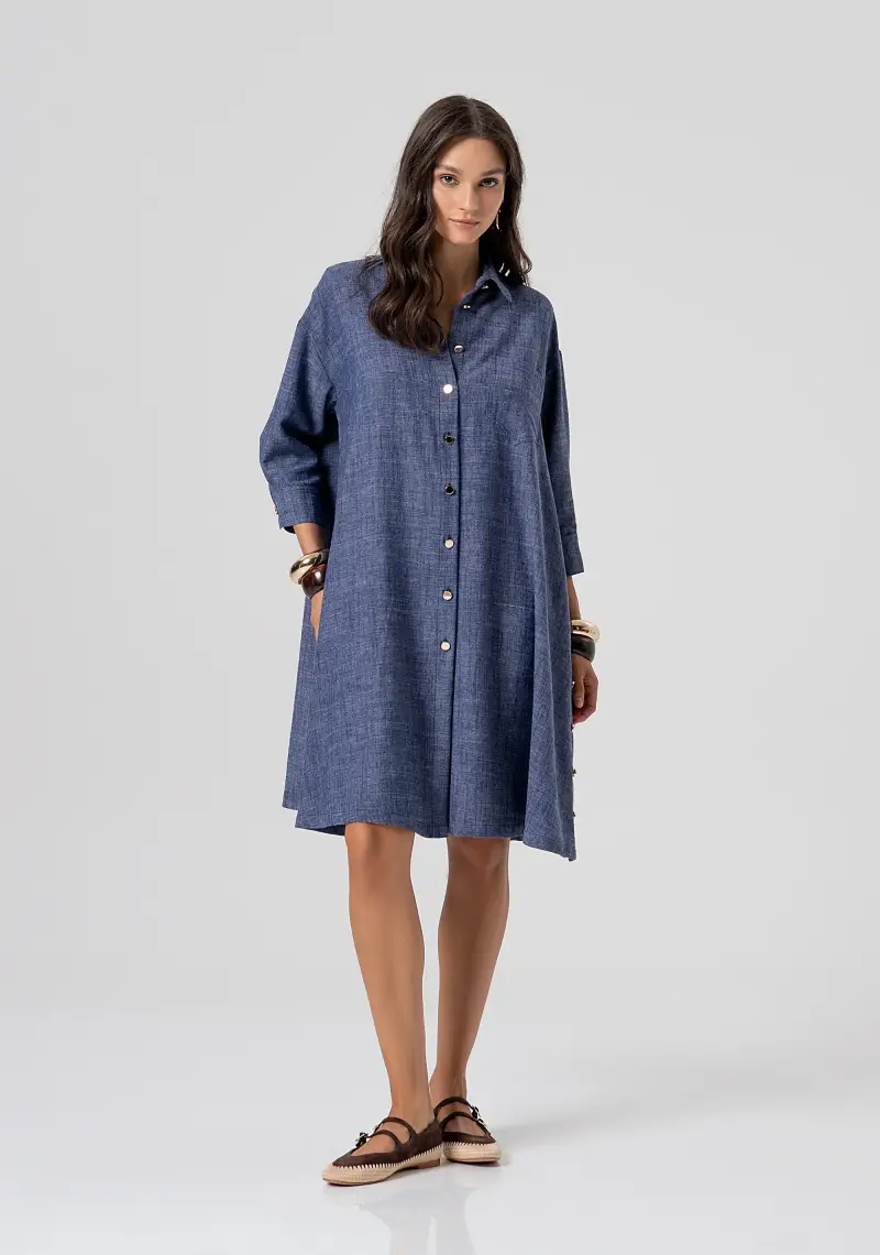 Abito linea ad A mini con lino