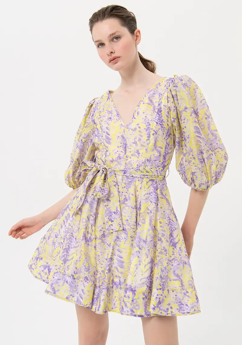 Abito linea ad A mini in fantasia astratta