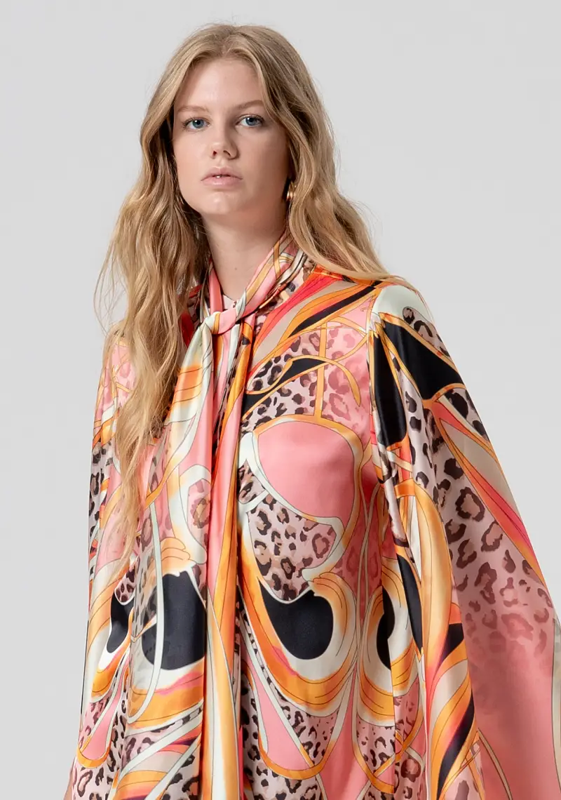 Abito linea ad A mini in raso con fantasia miniatura 2