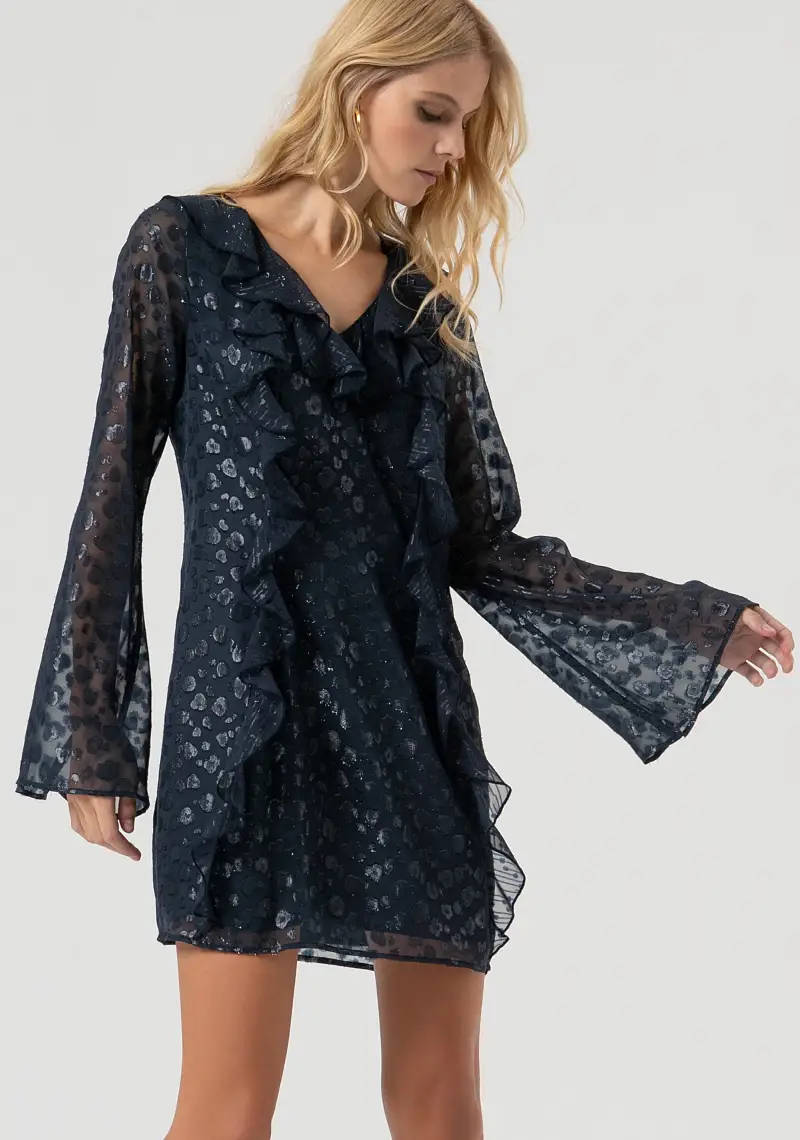 Abito linea ad A mini in tessuto fil coupè con lurex miniatura 2