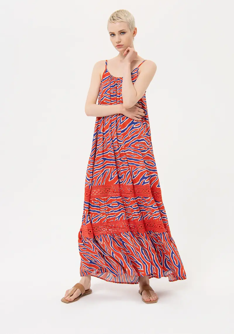Abito linea ad A senza maniche in fantasia zebrata