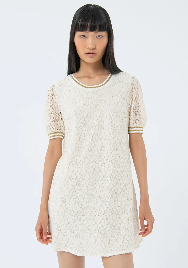 Abito linea diritta mini in pizzo