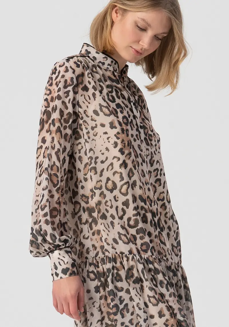 Abito linea morbida mini con stampa animalier miniatura 2