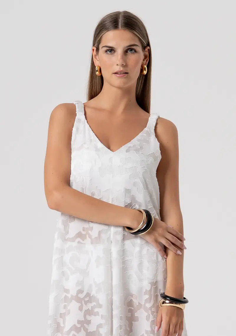 Abito lungo senza maniche in pizzo miniatura 2