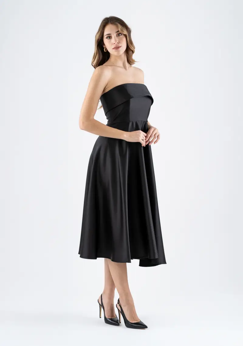 Abito midi a fascia in tessuto lucido miniatura 2