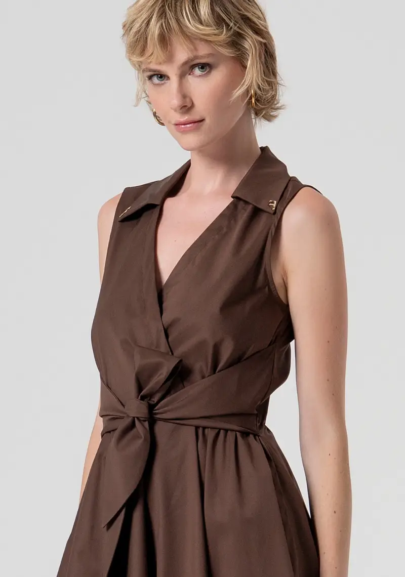 Abito midi senza maniche in popeline miniatura 2