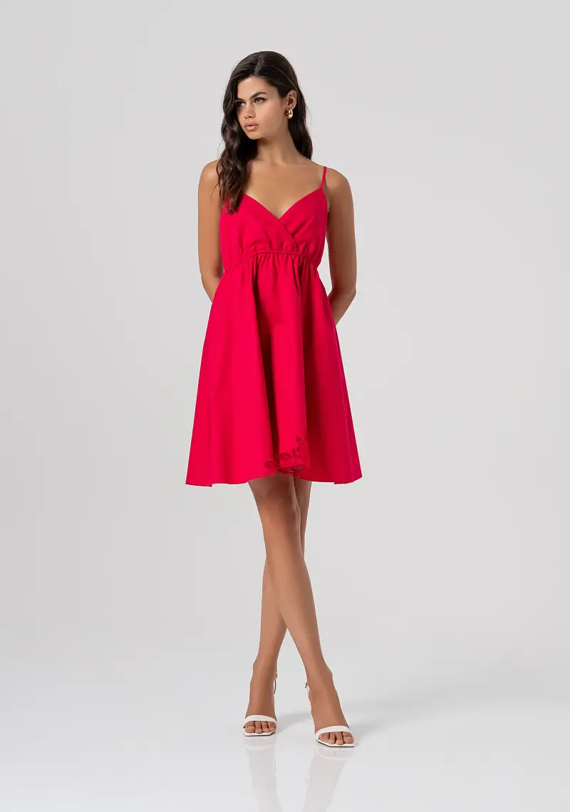 Abito mini senza maniche in popeline di cotone