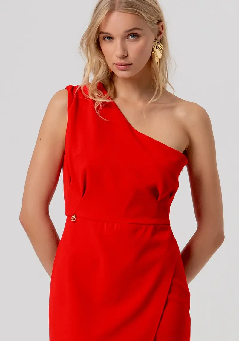 Abito monospalla in tessuto stretch miniatura 2