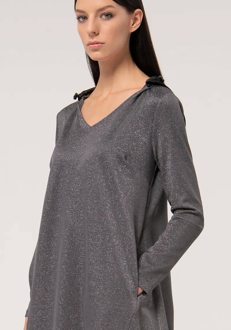 Fracomina Abito over mini in tessuto effetto metallico miniatura 2
