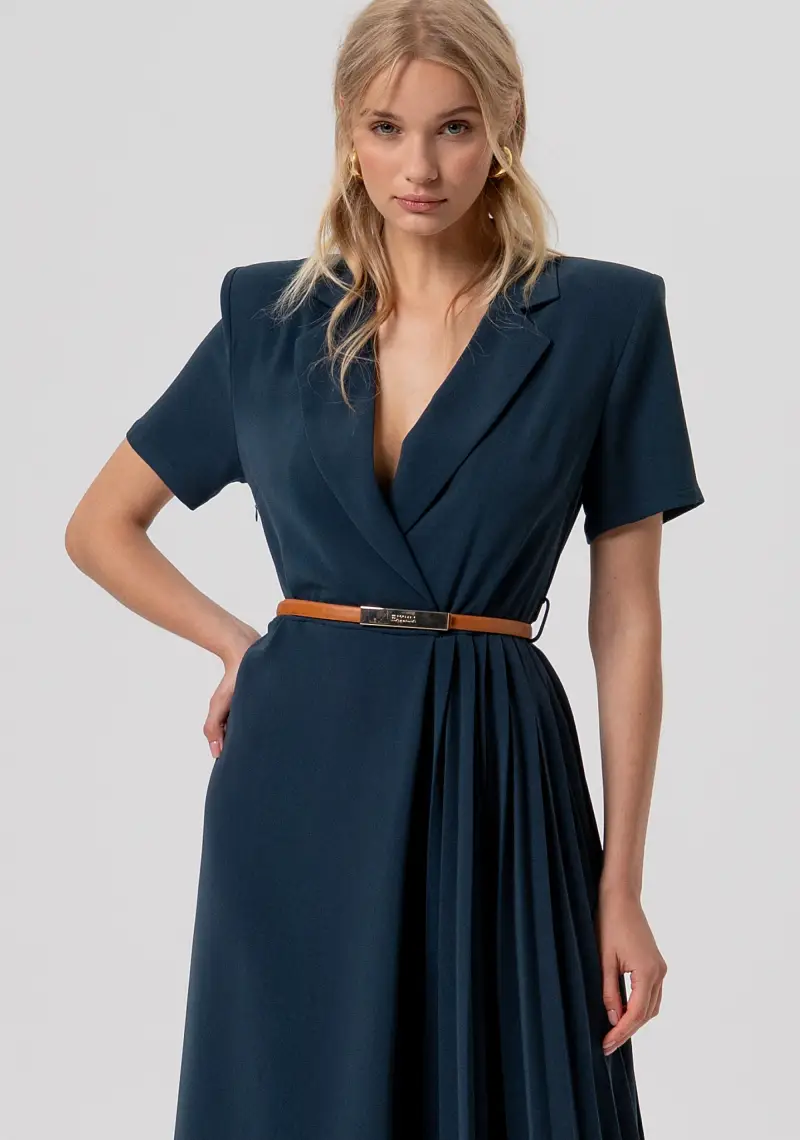 Abito regular con inserto plissettato miniatura 2