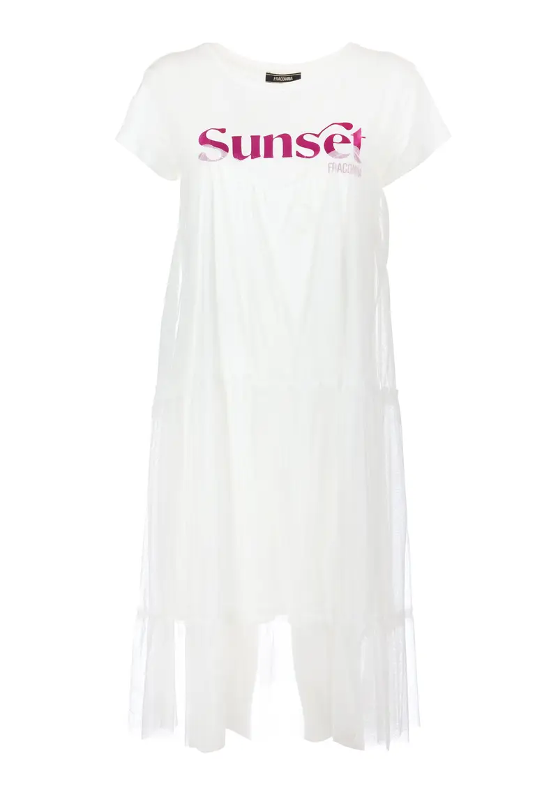 Abito regular in jersey con pannello in tulle