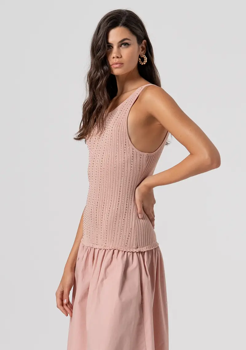 Abito regular lungo in mix di tessuti miniatura 2