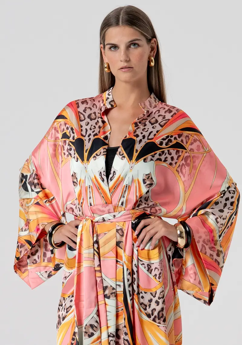 Abito regular lungo modello kimono in fantasia miniatura 2