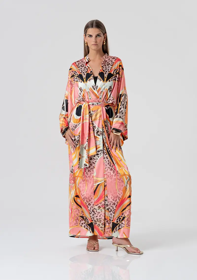 Abito regular lungo modello kimono in fantasia