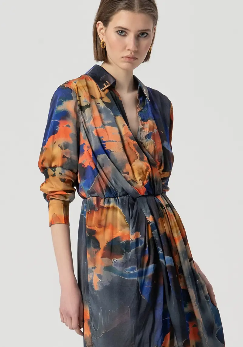 Abito regular midi con fantasia astratta miniatura 2