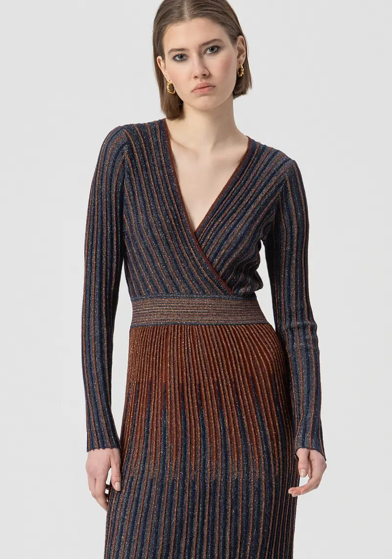 Abito regular midi in maglia con lana e lurex miniatura 2