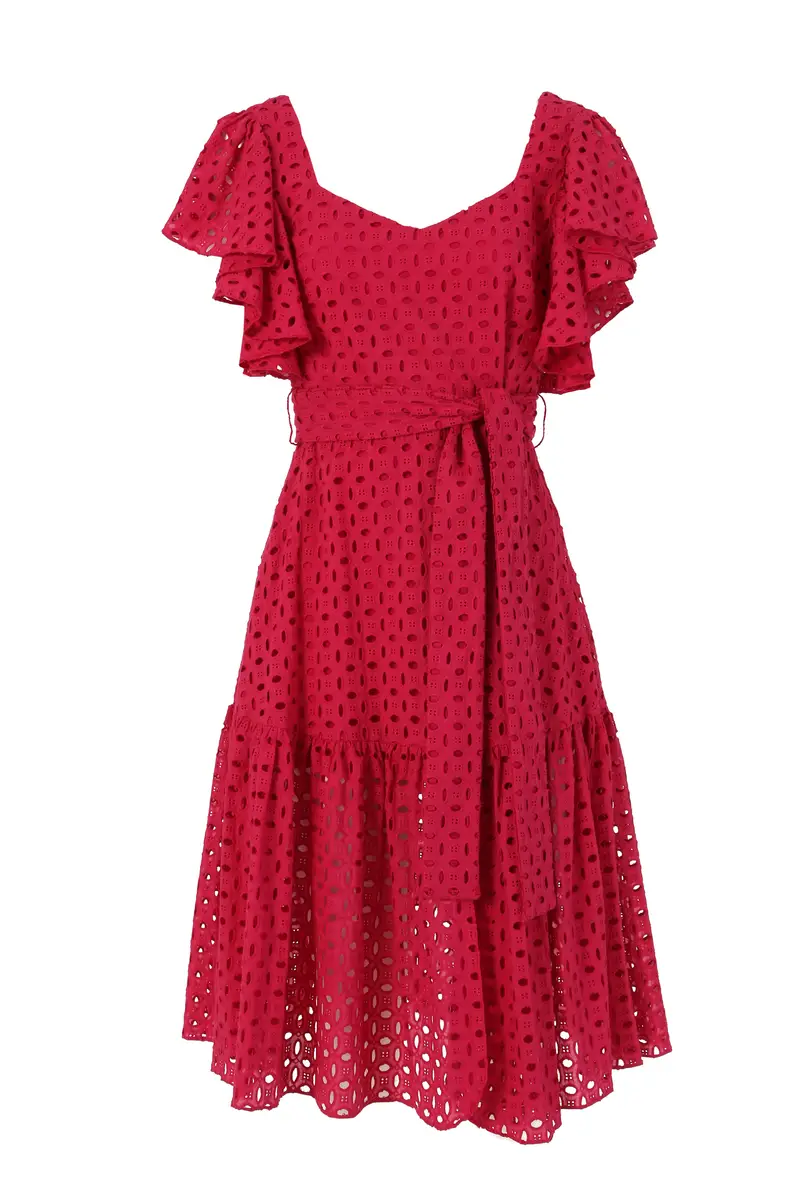 Abito regular midi in pizzo San Gallo