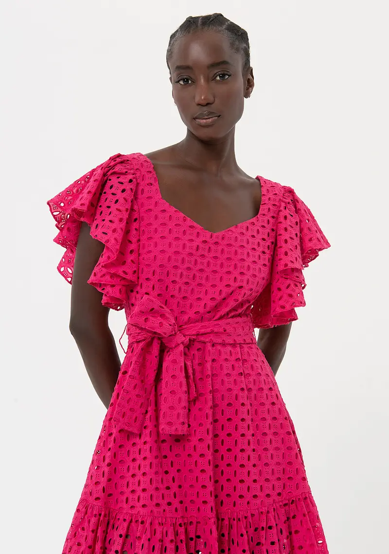 Abito regular midi in pizzo San Gallo