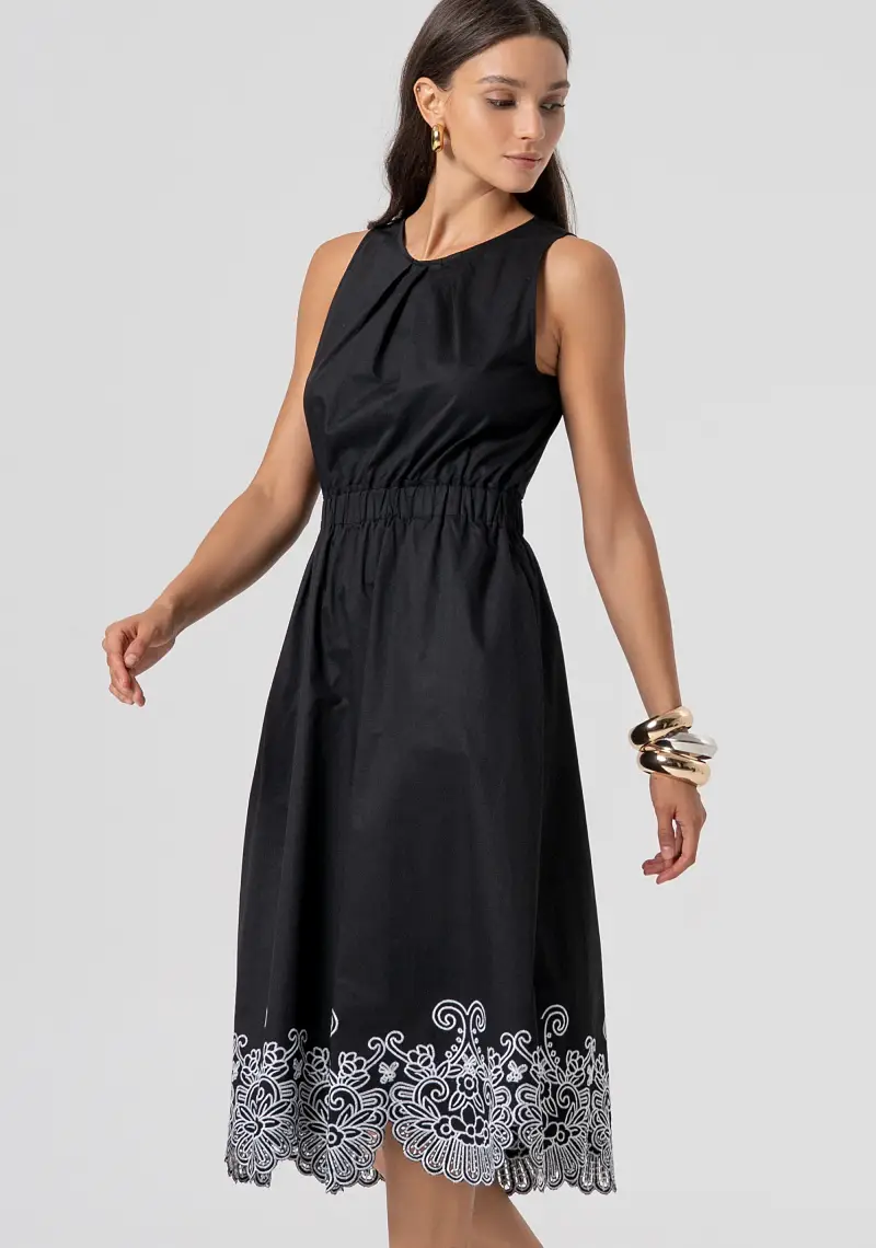 Abito regular midi in popeline di cotone miniatura 2