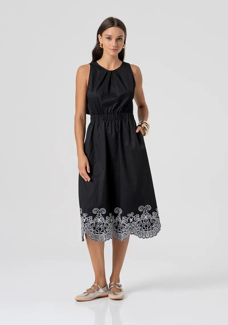 Abito regular midi in popeline di cotone