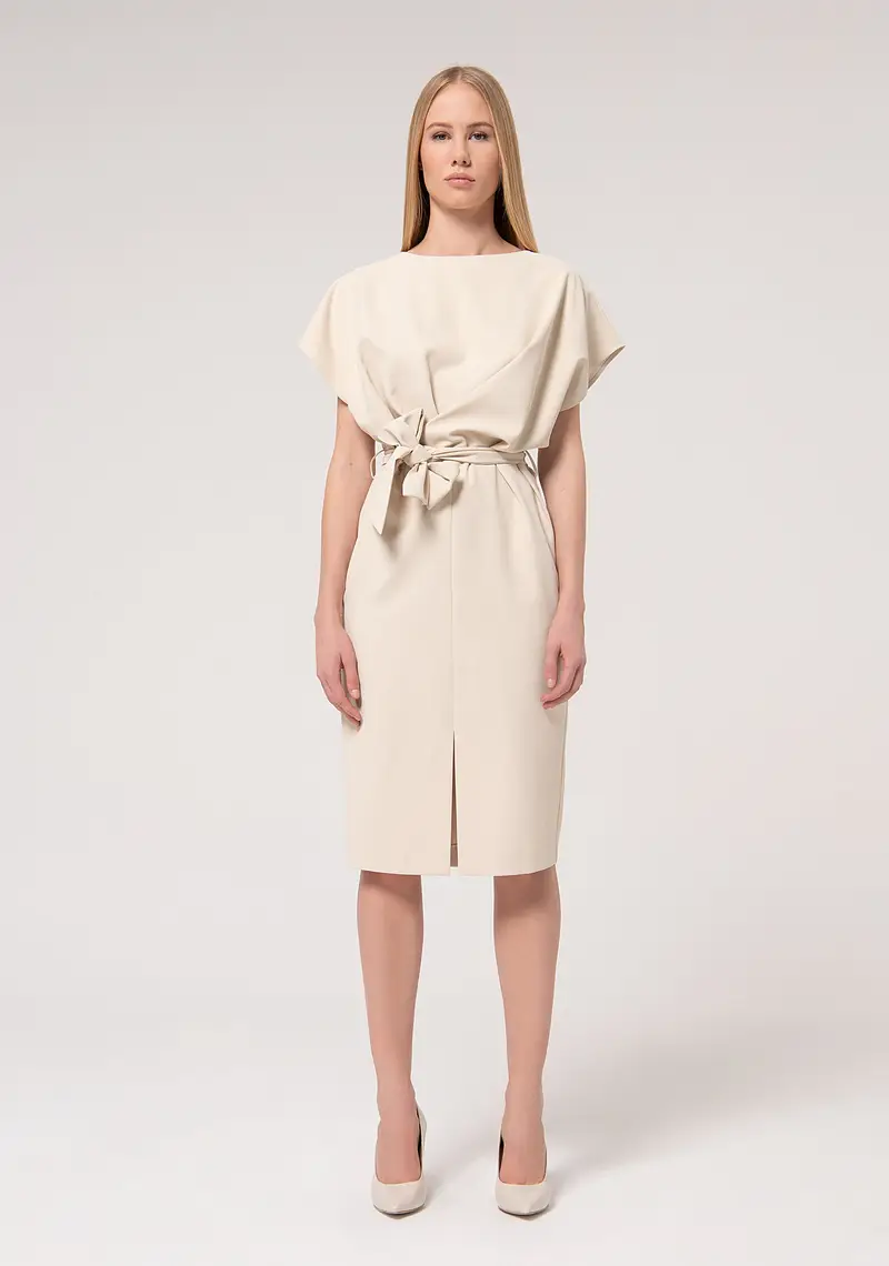 Abito regular midi in tessuto stretch