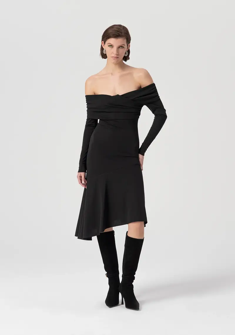 Abito regular midi in tessuto stretch