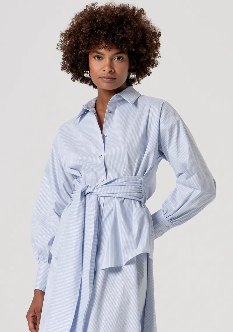 Abito regular midi modello chemisier a righe miniatura 2