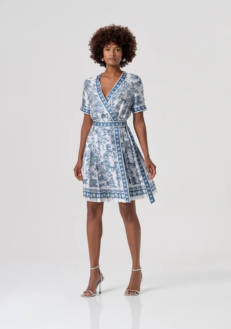 Abito regular mini a portafoglio in fantasia