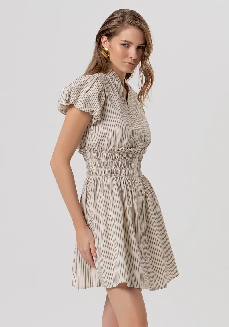 Abito regular mini in cotone a righe miniatura 2