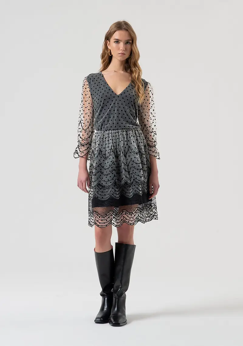 Abito regular mini in fantasia pois