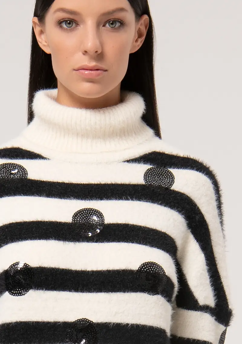 Abito regular mini in maglia a righe miniatura 2