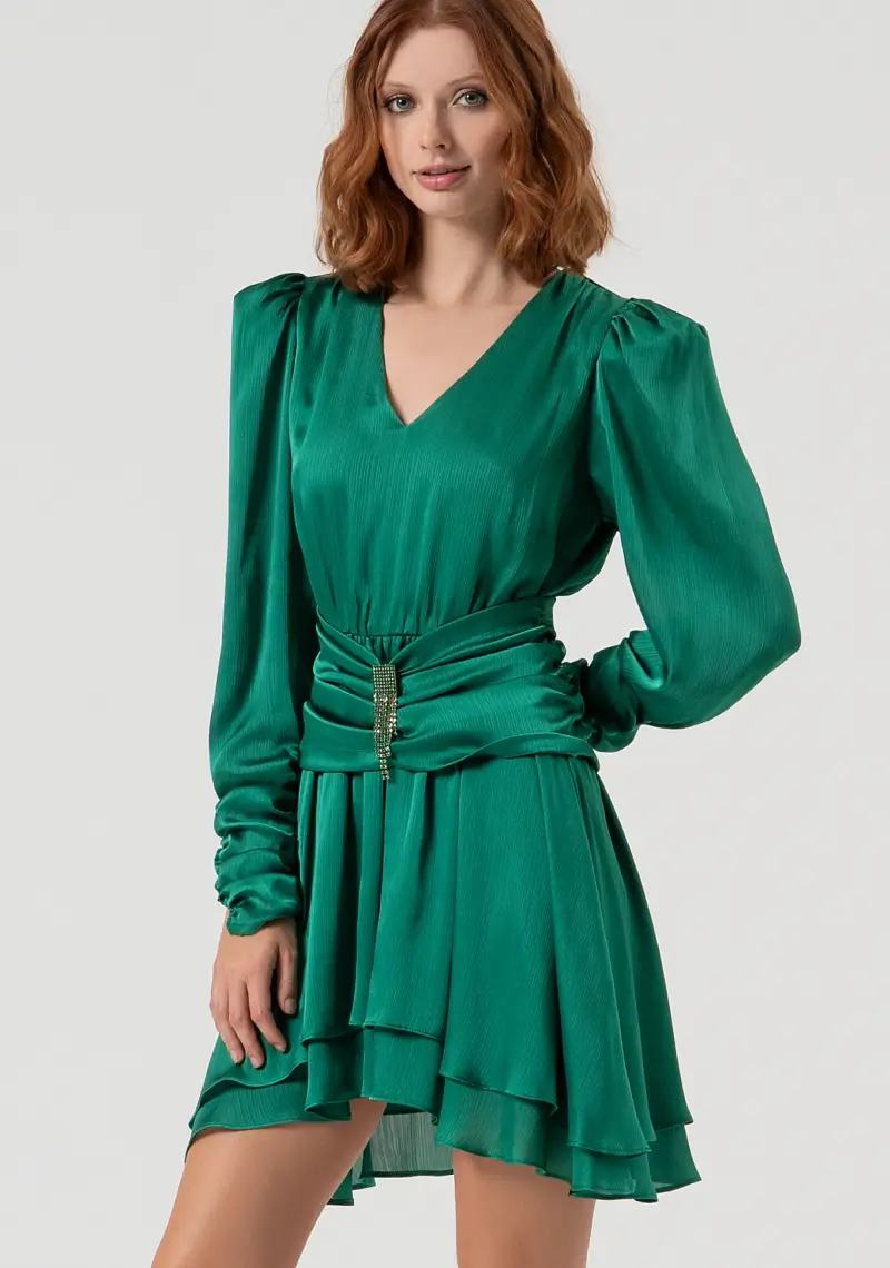 Abito regular mini in tessuto fluido miniatura 2