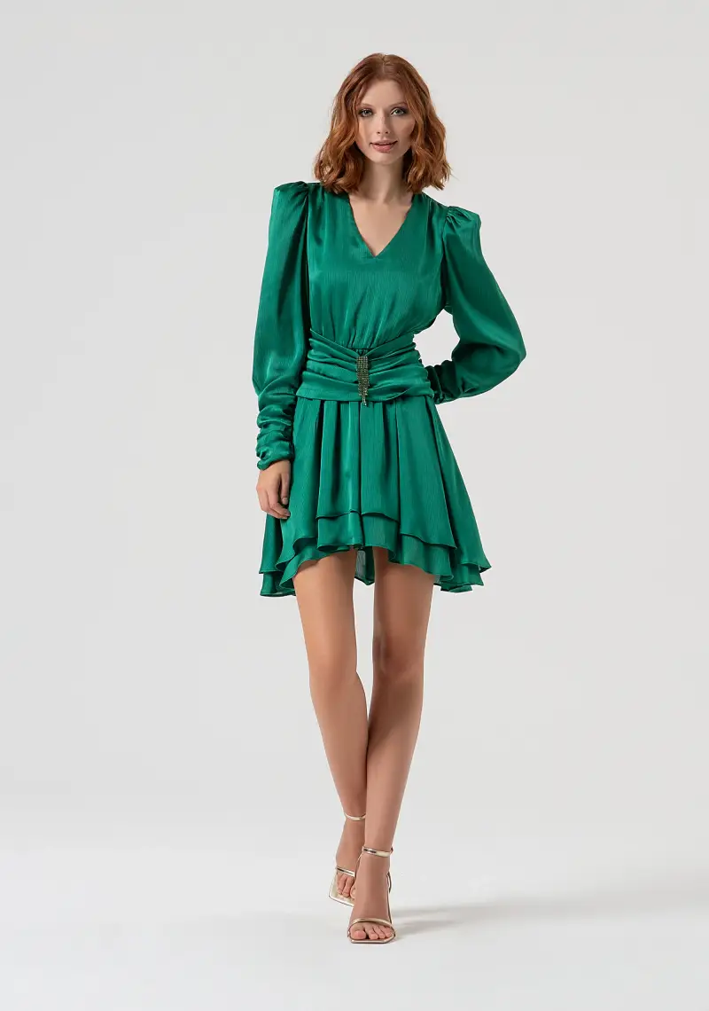 Abito regular mini in tessuto fluido