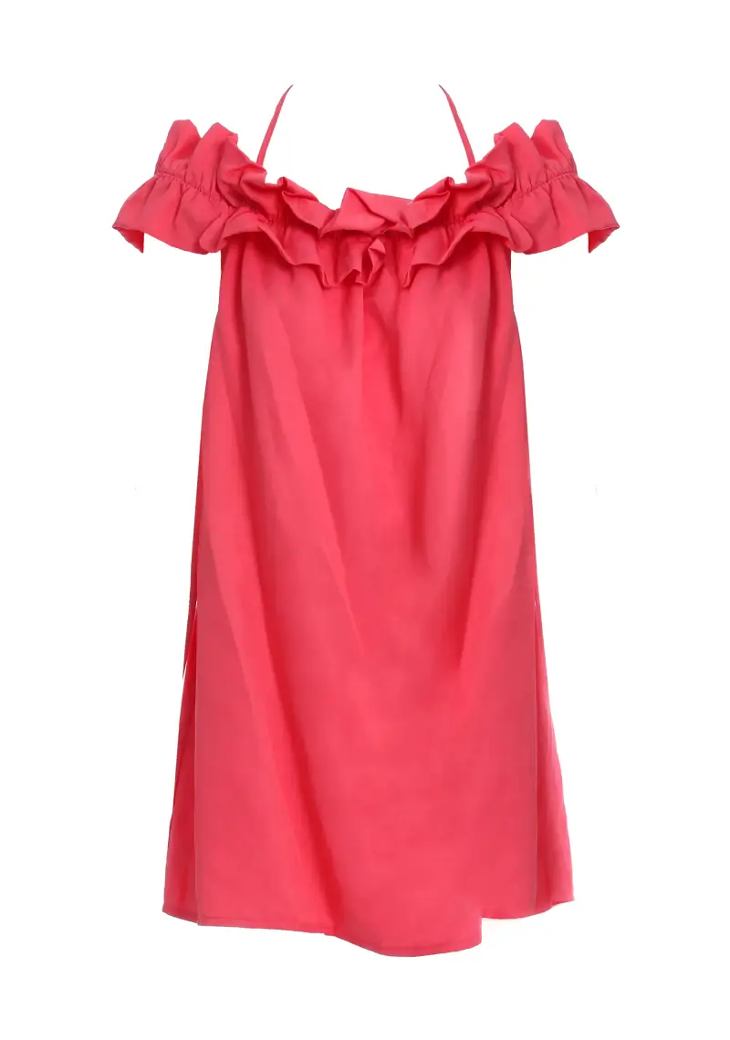 Abito regular mini in viscosa e lino