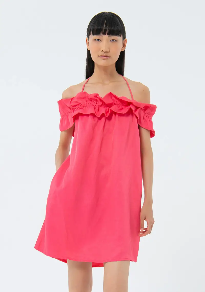 Abito regular mini in viscosa e lino miniatura 2