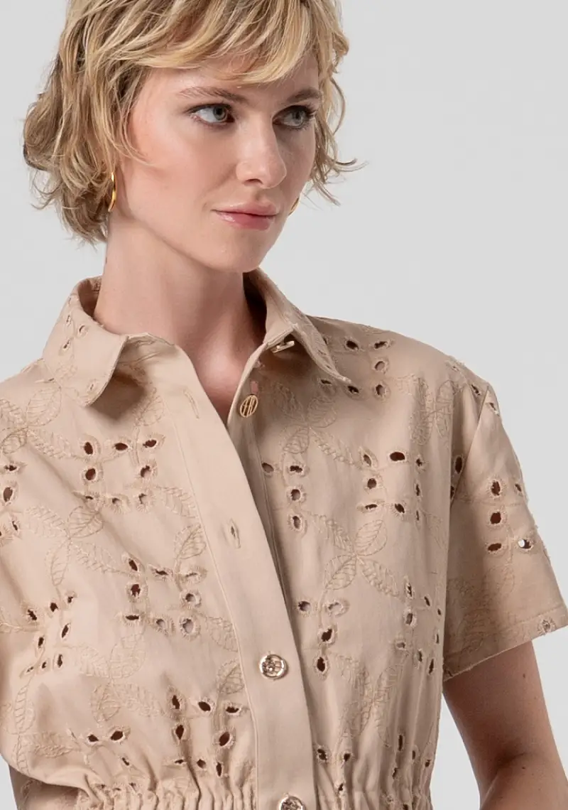 Abito regular mini modello chemisier in pizzo San Gallo miniatura 2