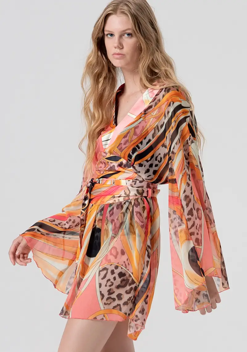 Abito regular mini modello kaftano in fantasia miniatura 2