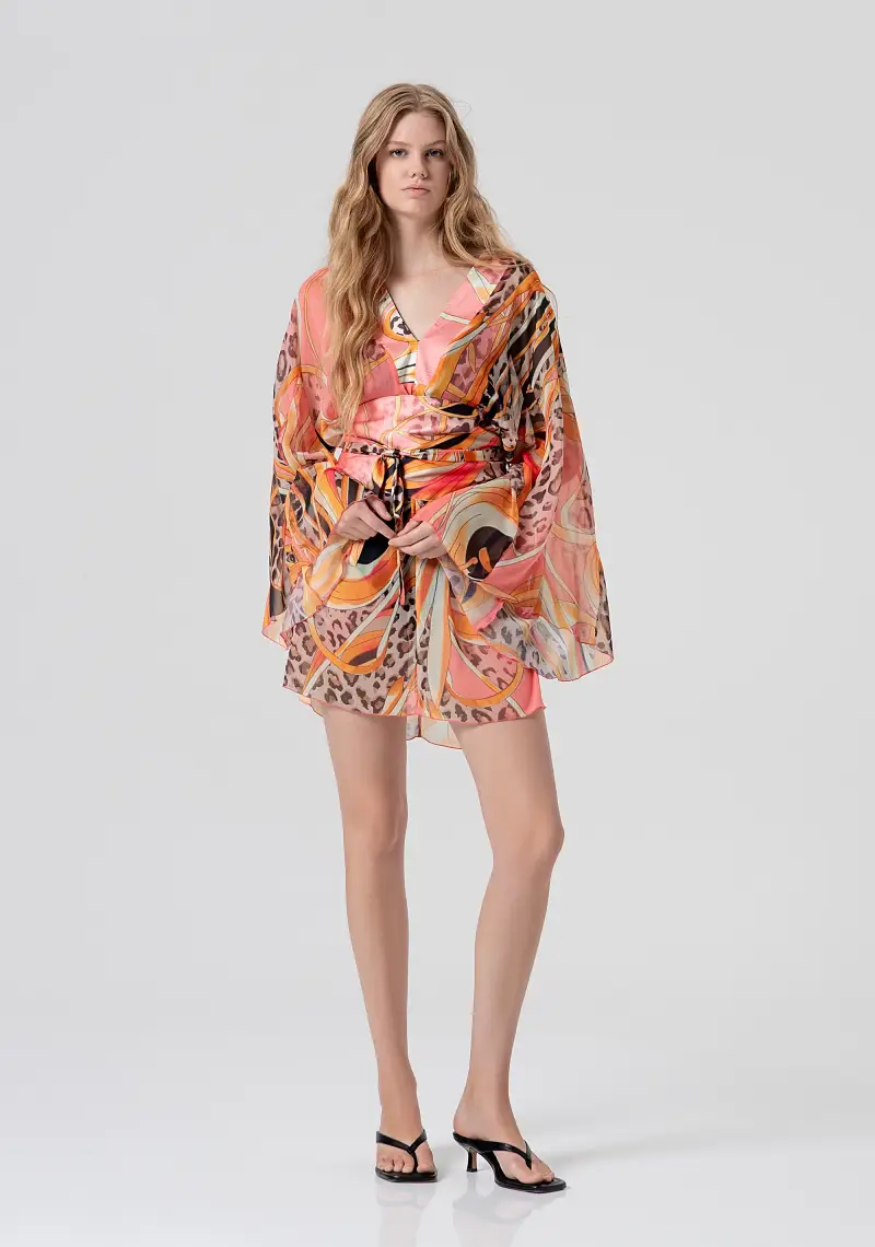 Abito regular mini modello kaftano in fantasia