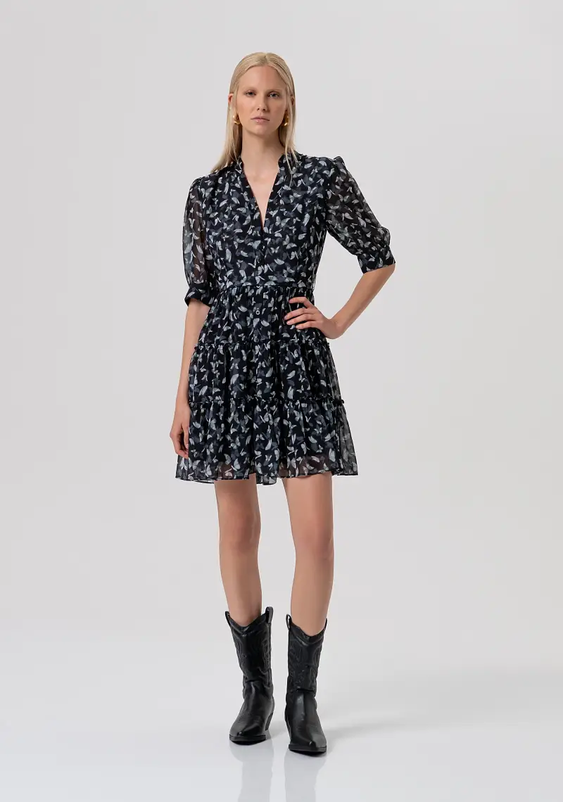 Abito regular modello chemisier in georgette con fantasia floreale