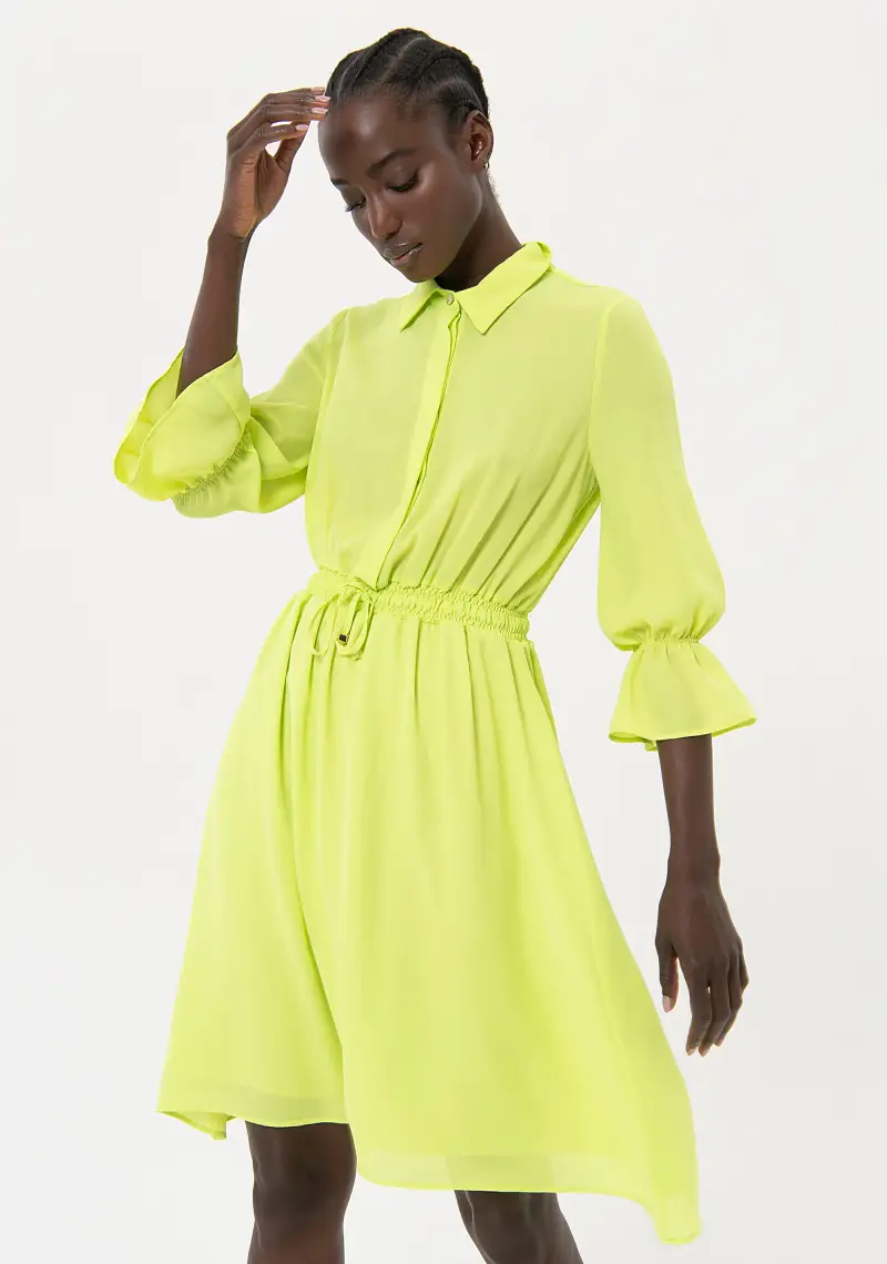 Fracomina Abito chemisier giallo in georgette miniatura 2