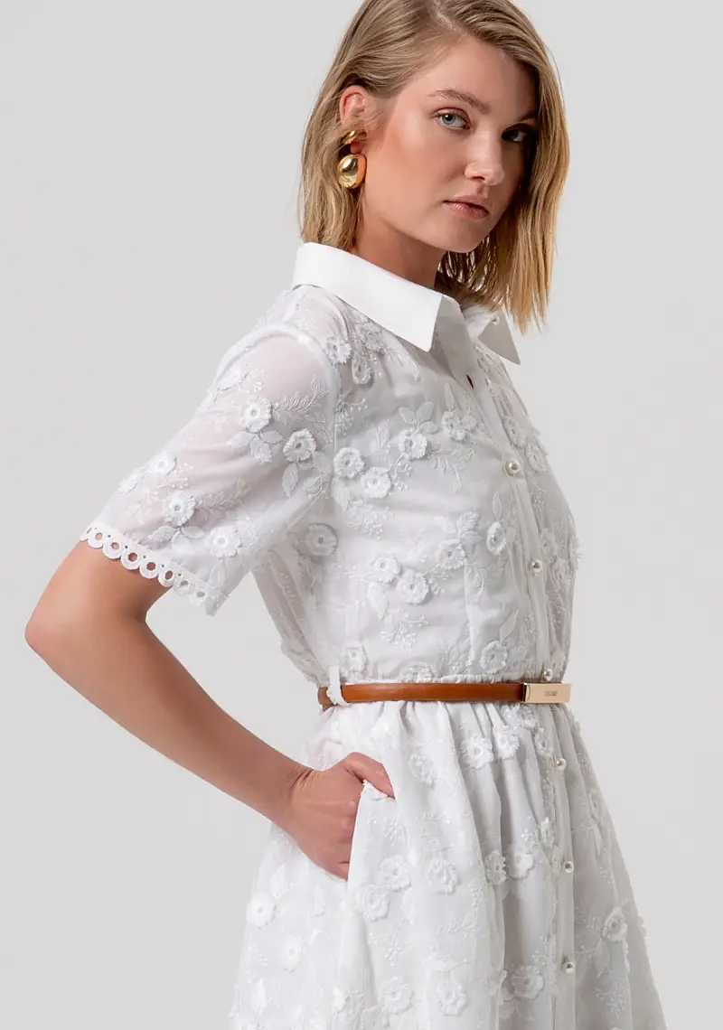 Abito regular modello chemisier in pizzo miniatura 2