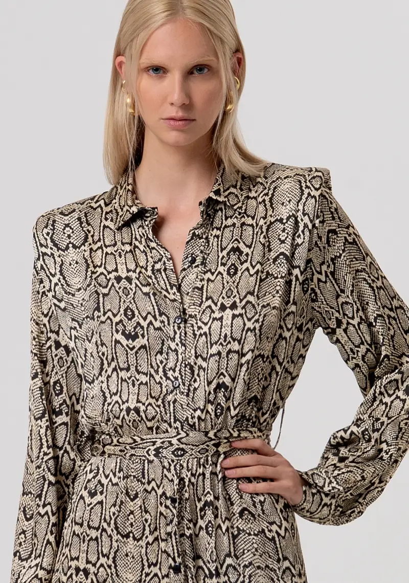 Abito regular modello chemisier midi in fantasia animalier miniatura 2