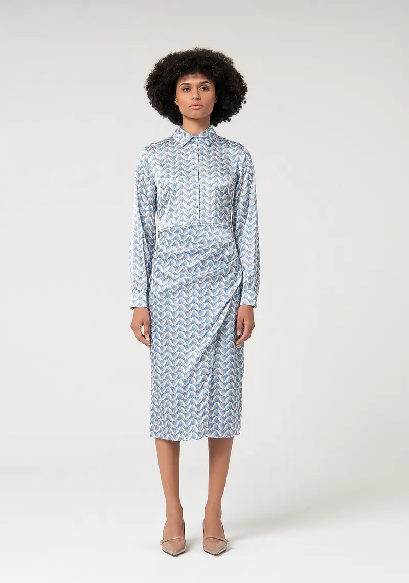 Abito regular modello chemisier midi in fantasia geometrica