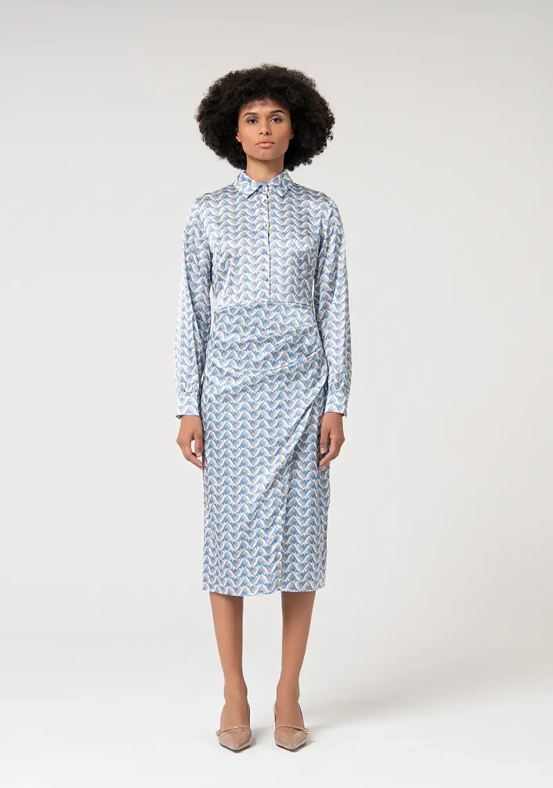 Abito regular modello chemisier midi in fantasia geometrica