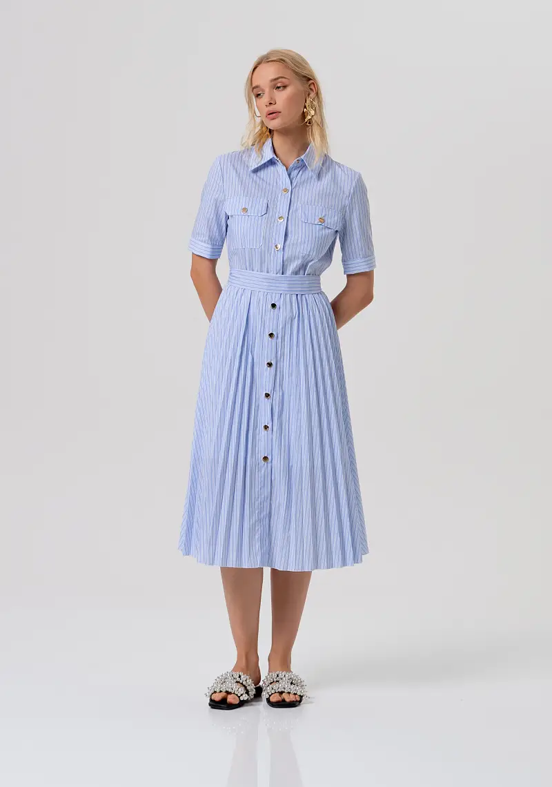 Abito regular modello chemisier midi in popeline a righe