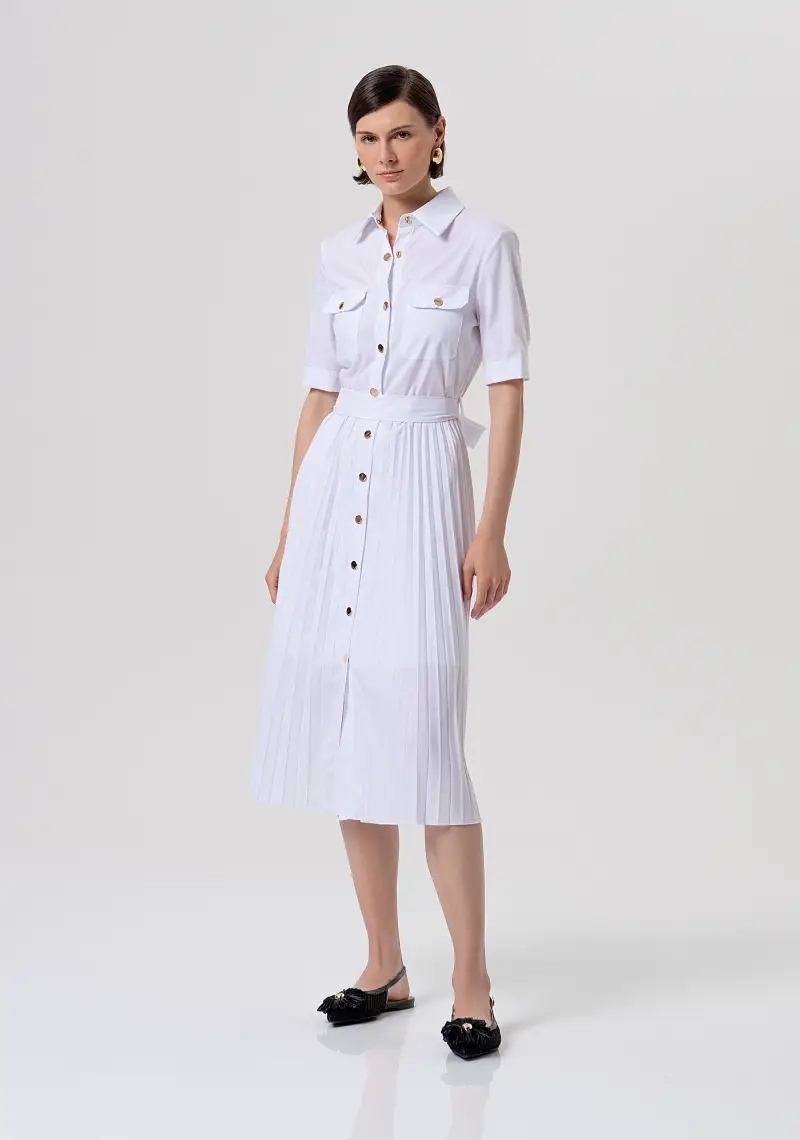 Abito regular modello chemisier midi in popeline