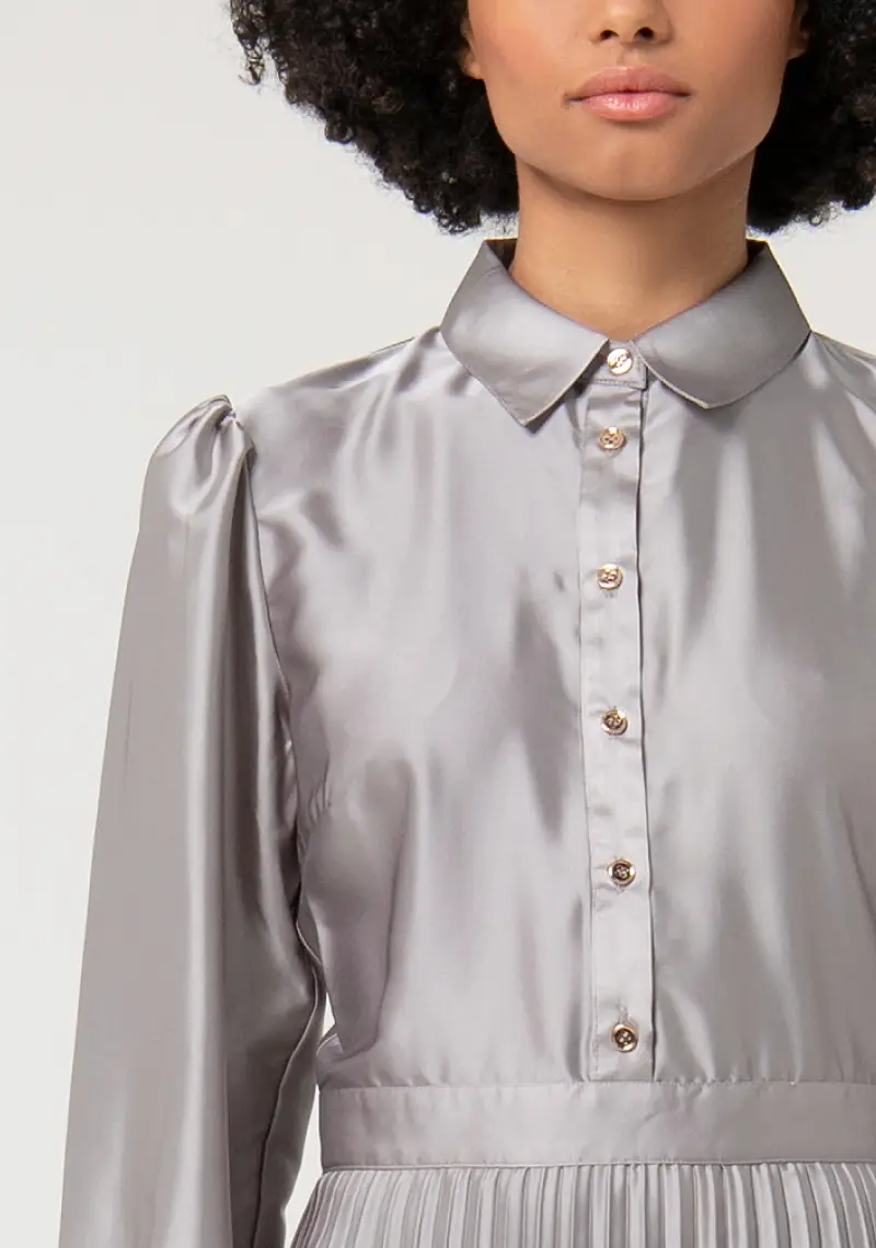 Abito regular modello chemisier midi in raso miniatura 2