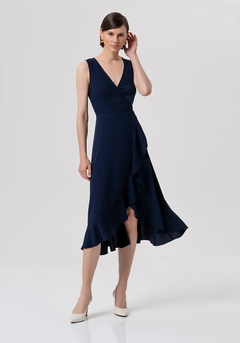 Abito senza maniche a portafoglio midi