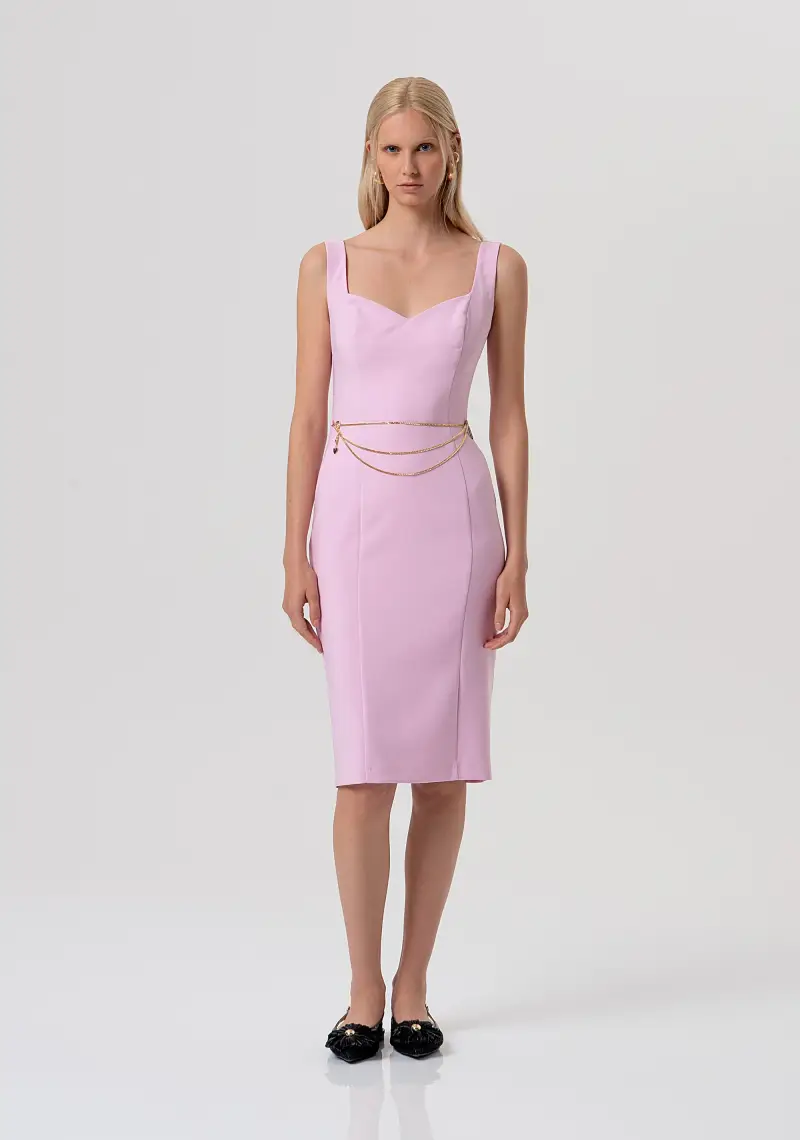 Abito senza maniche a tubino midi